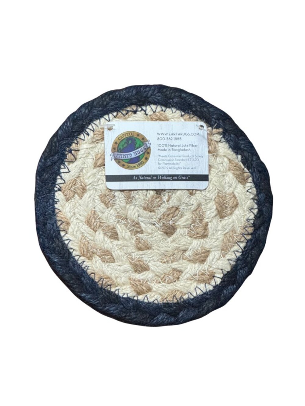 Earth Rugs You, Me and the Sea Braided Jute Coaster 5" Coastal Nautical NWT - Picture 3 of 4